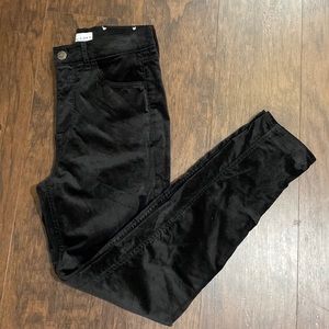 High Rise Skinny Black Velvet Pants